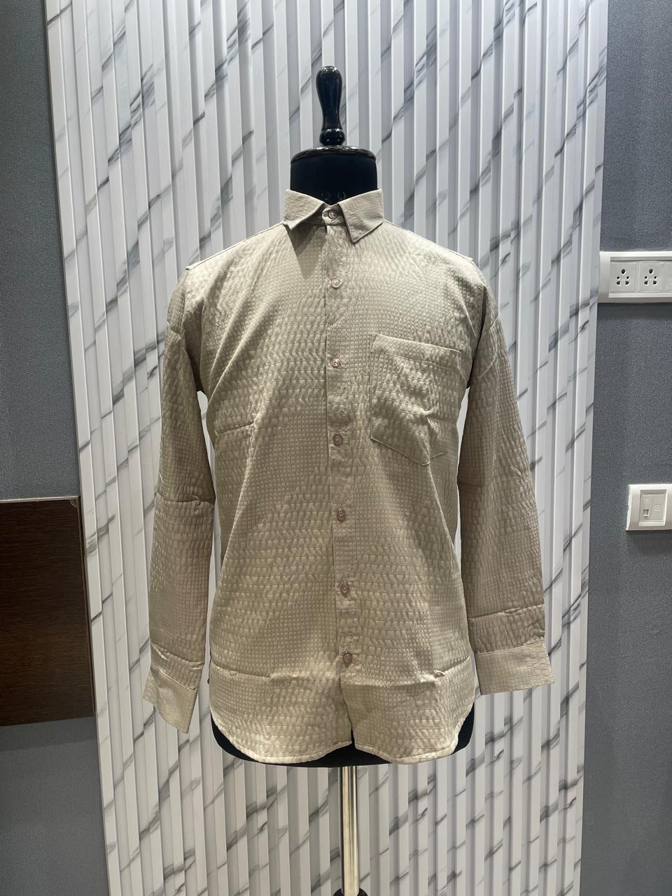 Designer Plain Shirt - Cream