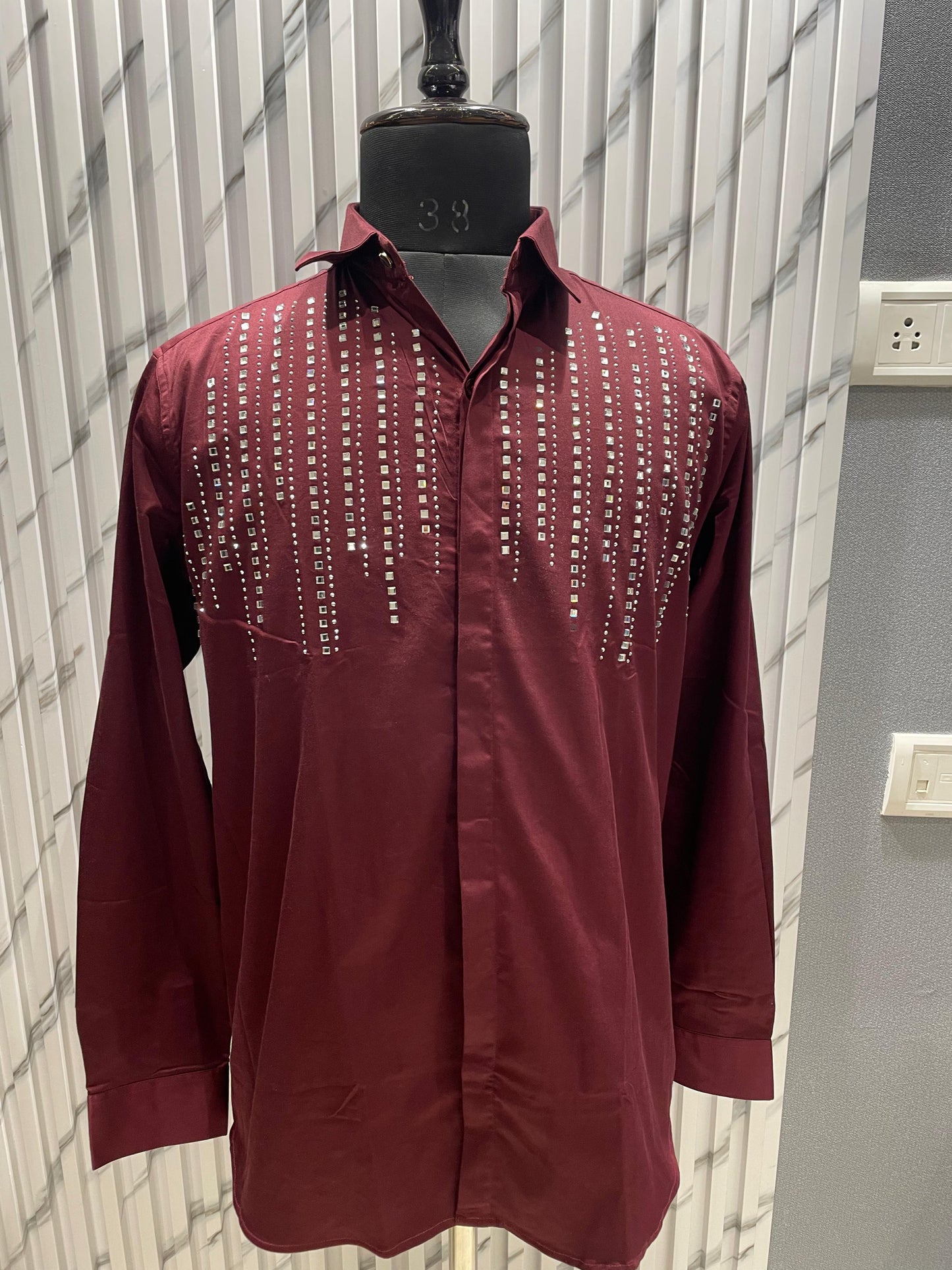 Designer Line Stone - Maroon