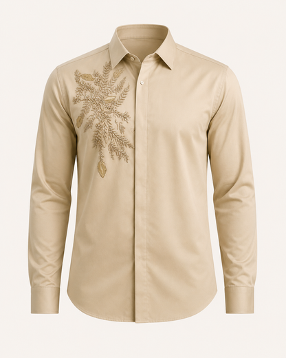 Floral gold zardosi leaf