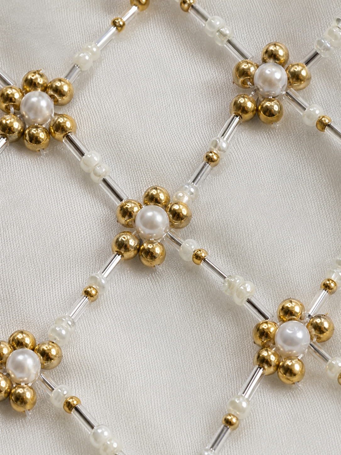 Gold pearl beads & Crystal tube
