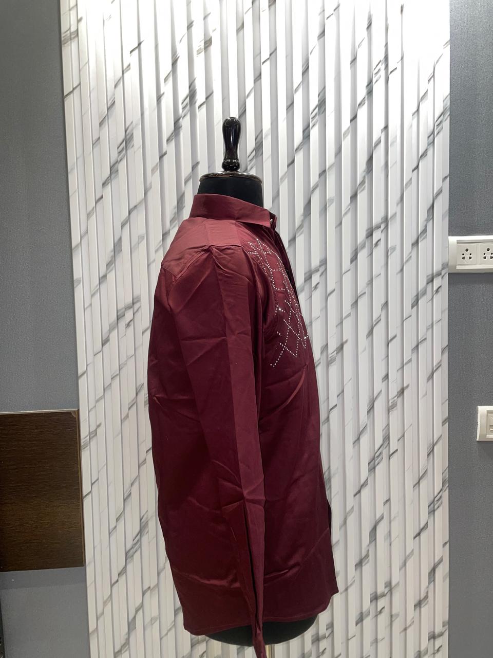 Designer Plain Shirt - Maroon