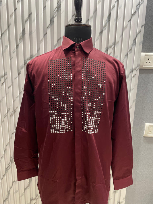 Designer Stone Shirt - Maroon
