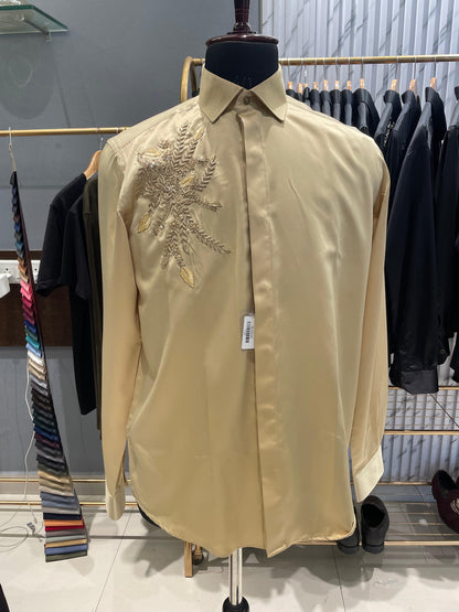 Floral gold zardosi leaf